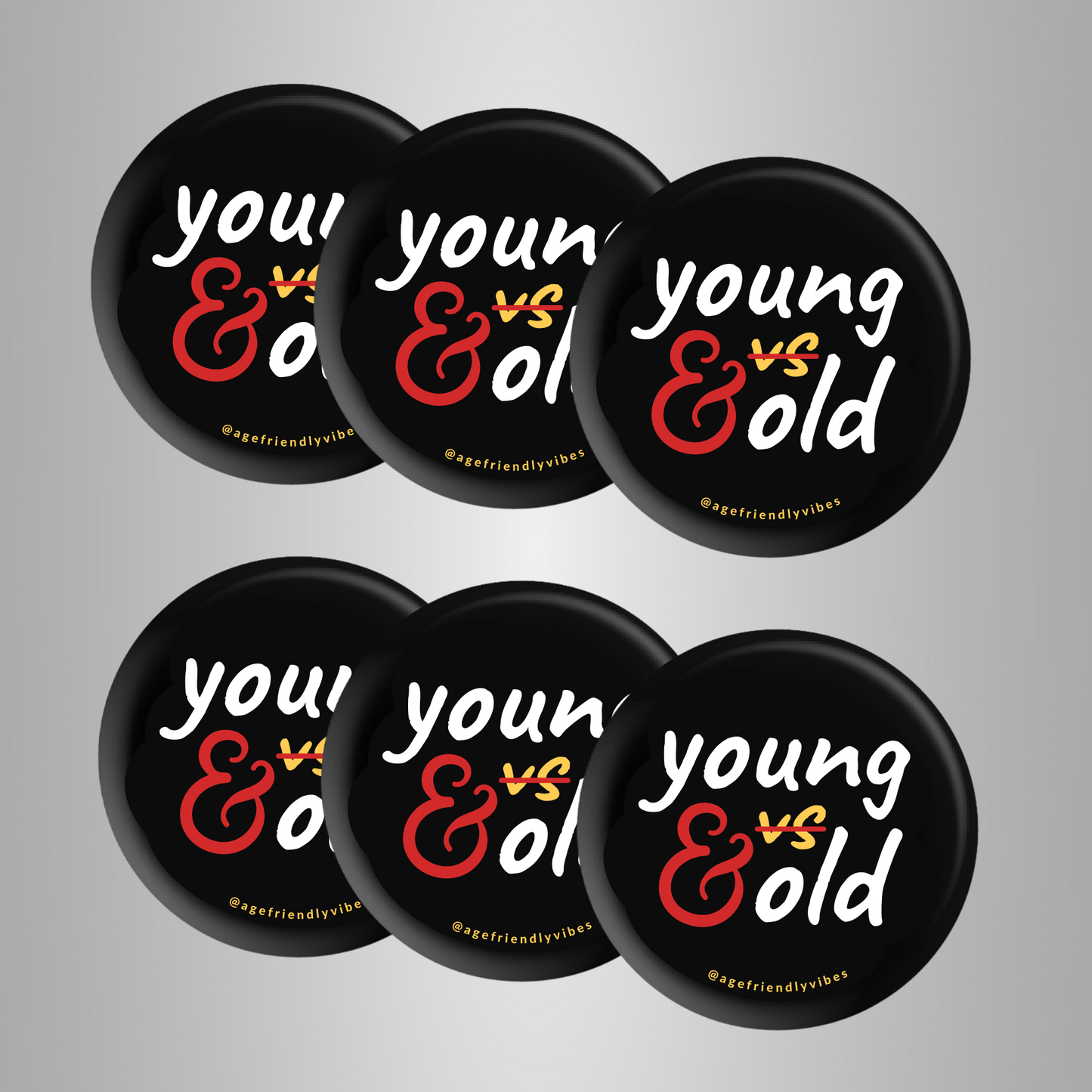 Young and Old, Age-Positive Pin-Back Button