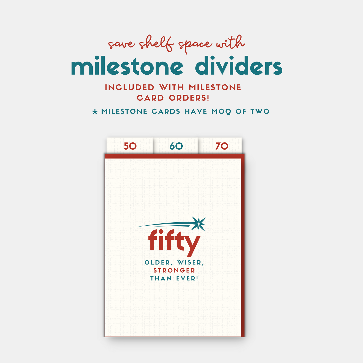 50th, 60th, or 70th milestone birthday card, Older, wiser, stronger
