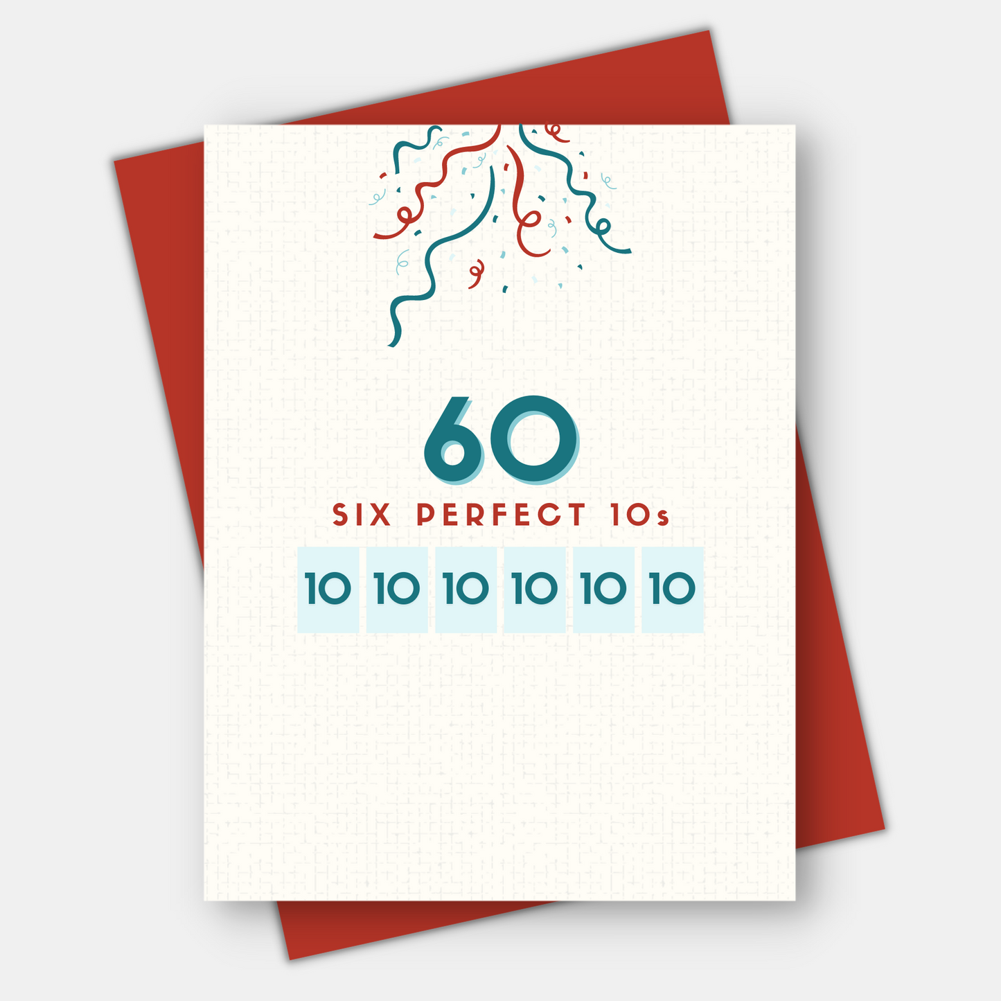 Think of 50 as five perfect 10's, available for 60, 70, 80, 90 or 100th birthday