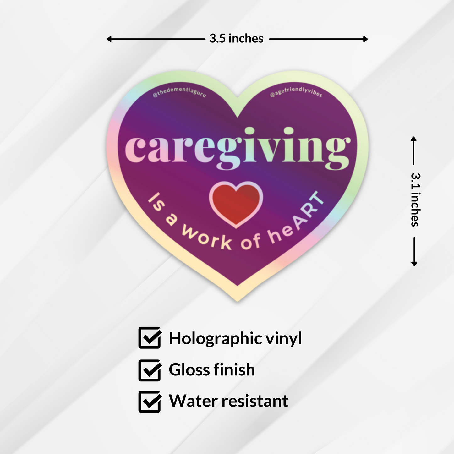 Caregiving is a work of heART - Holographic Sticker