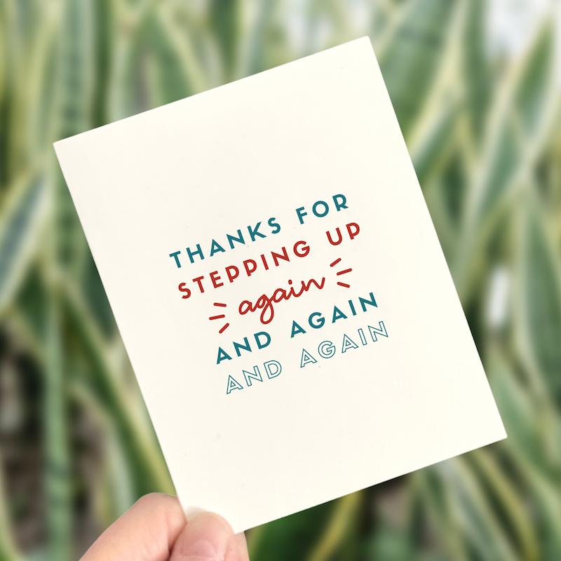 Thanks for Stepping Up Again and Again, Thank-you Card
