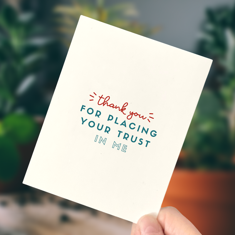 Thank You for Placing Your Trust in Me, Thank You Card