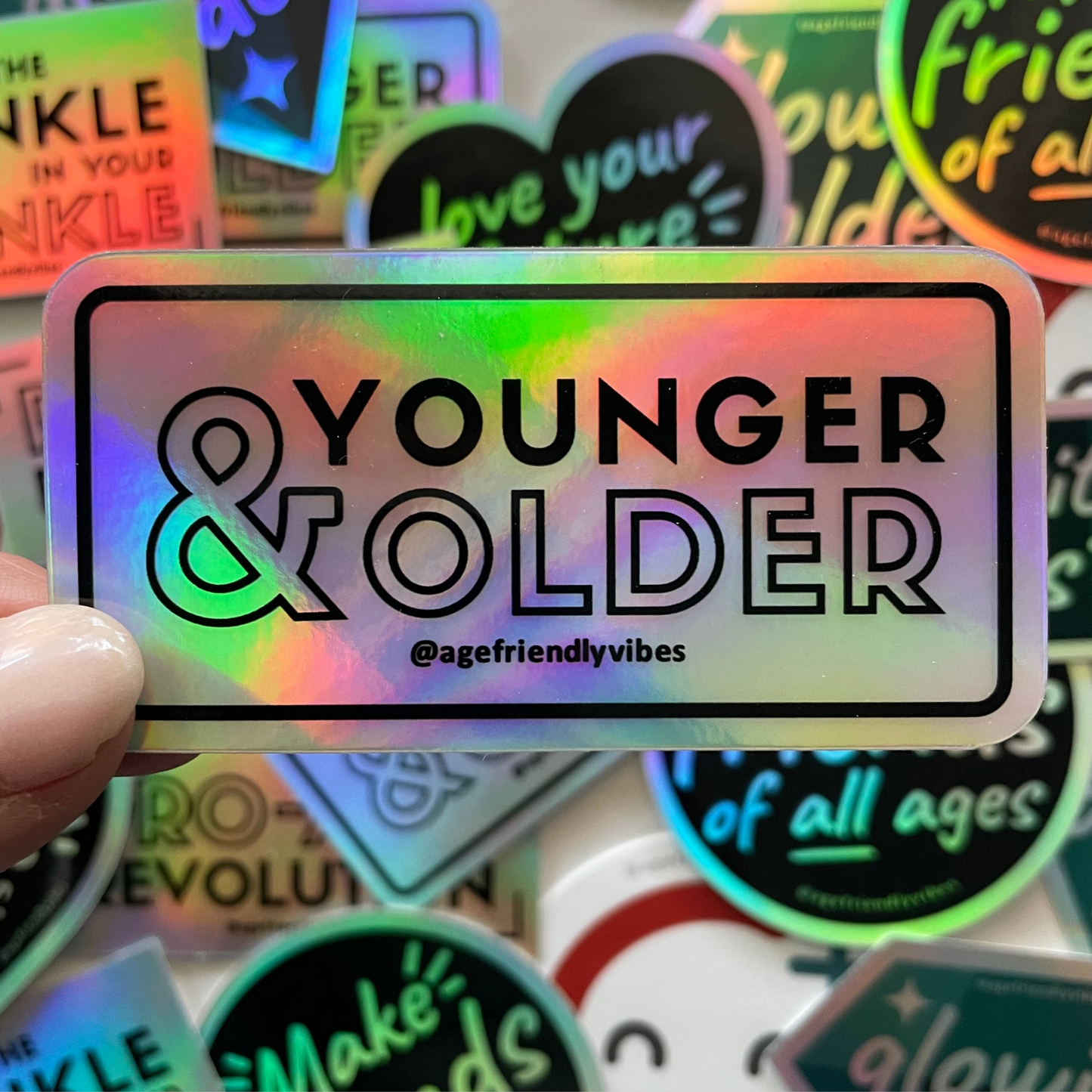 Younger & Older Holographic Sticker